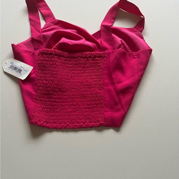Sadie & Sage Hot Pink Ruched Strap Smocked Crop Top Sleeveless Bustier Size S - Picture 2 of 5